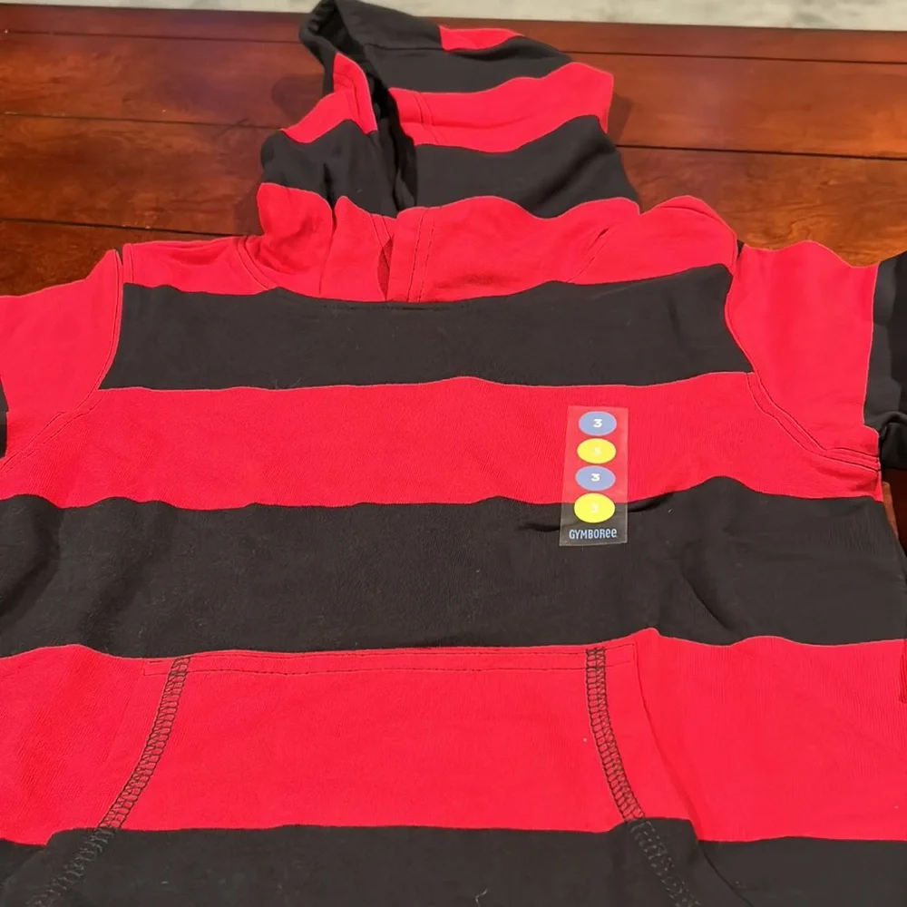 NWT Gymboree Shark Reef Red Navy Striped Hoodie Size 3